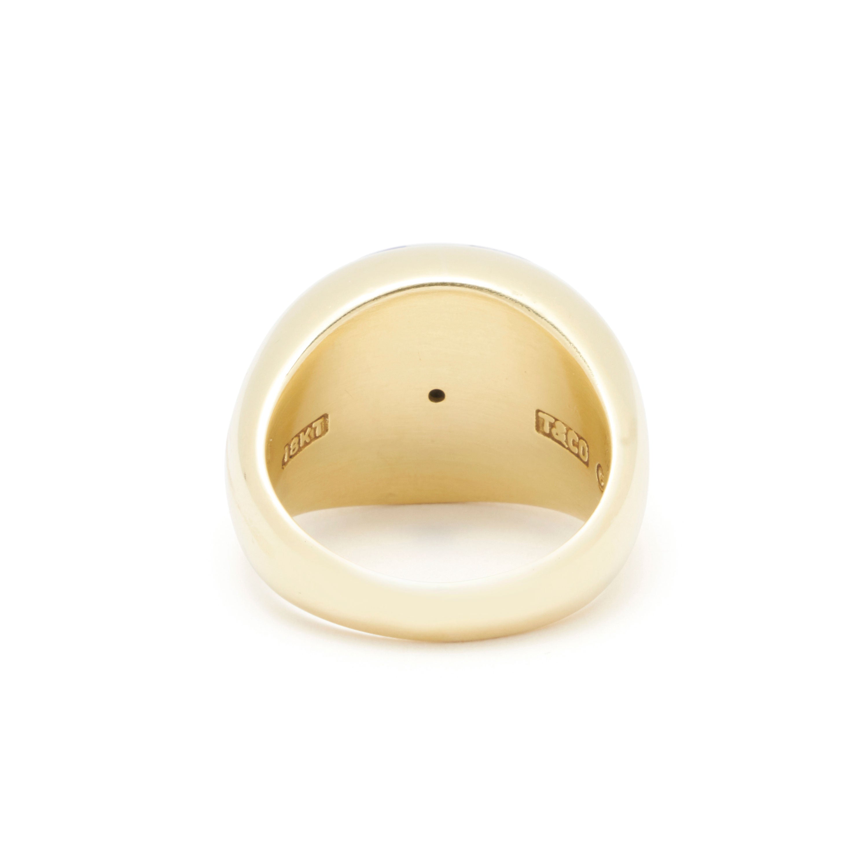 Tiffany & Co Vintage Lapis Lazuli And Jade 18k Yellow Gold Ring