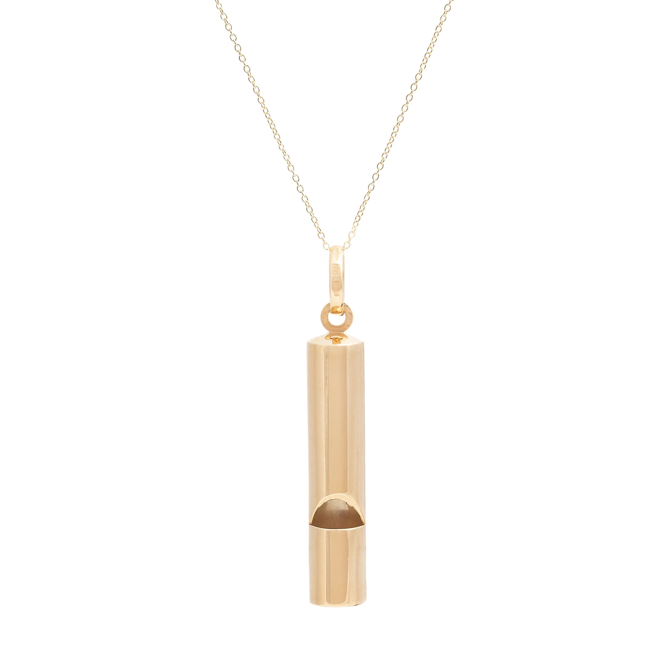Italian Large Whistle 14k Gold Pendant