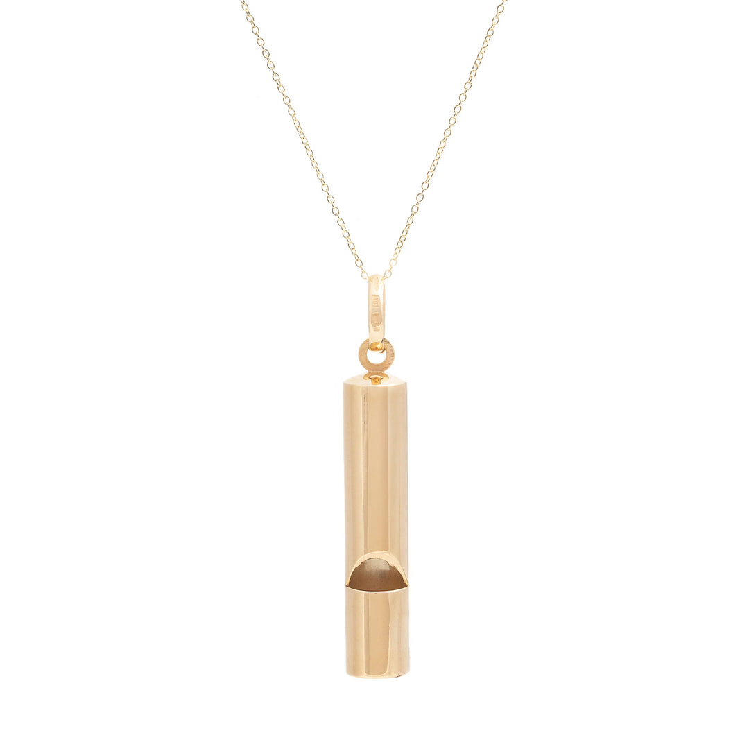 Italian Large Whistle 14k Gold Pendant