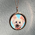 The F&B Custom Hand-Painted Pet Portrait Necklace With Rose Cut Sapphires