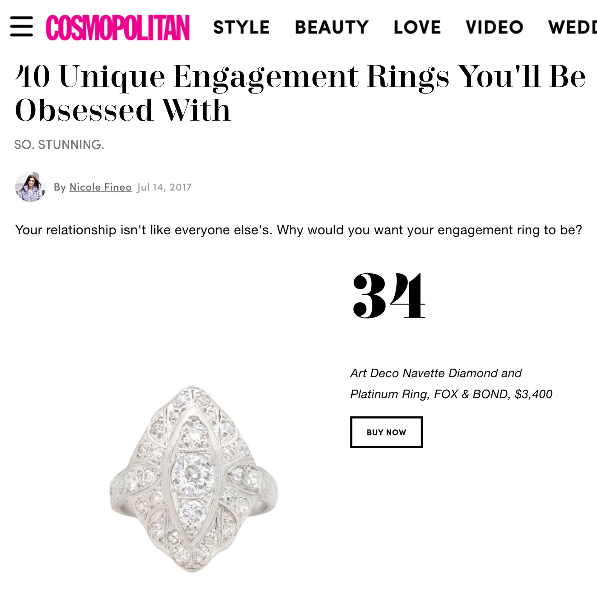 Cosmopolitan.com: 40 Unique Engagement Rings You'll Be Obsessed With