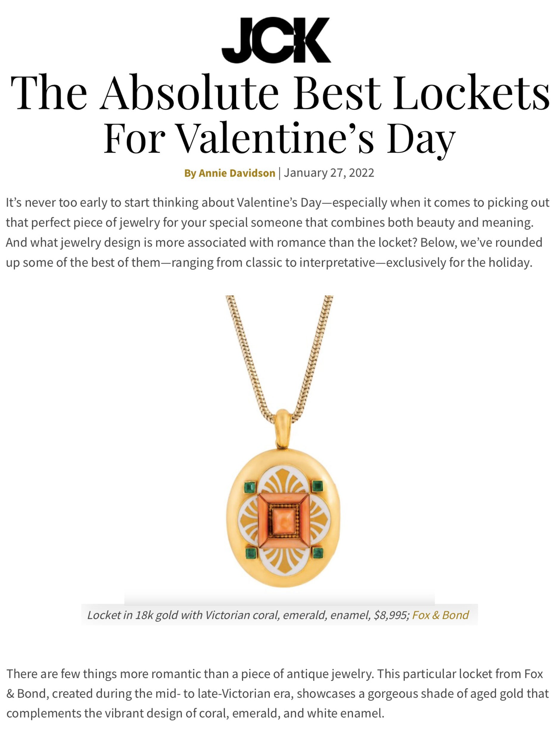 JCK: The Absolute Best Lockets For Valentine’s Day
