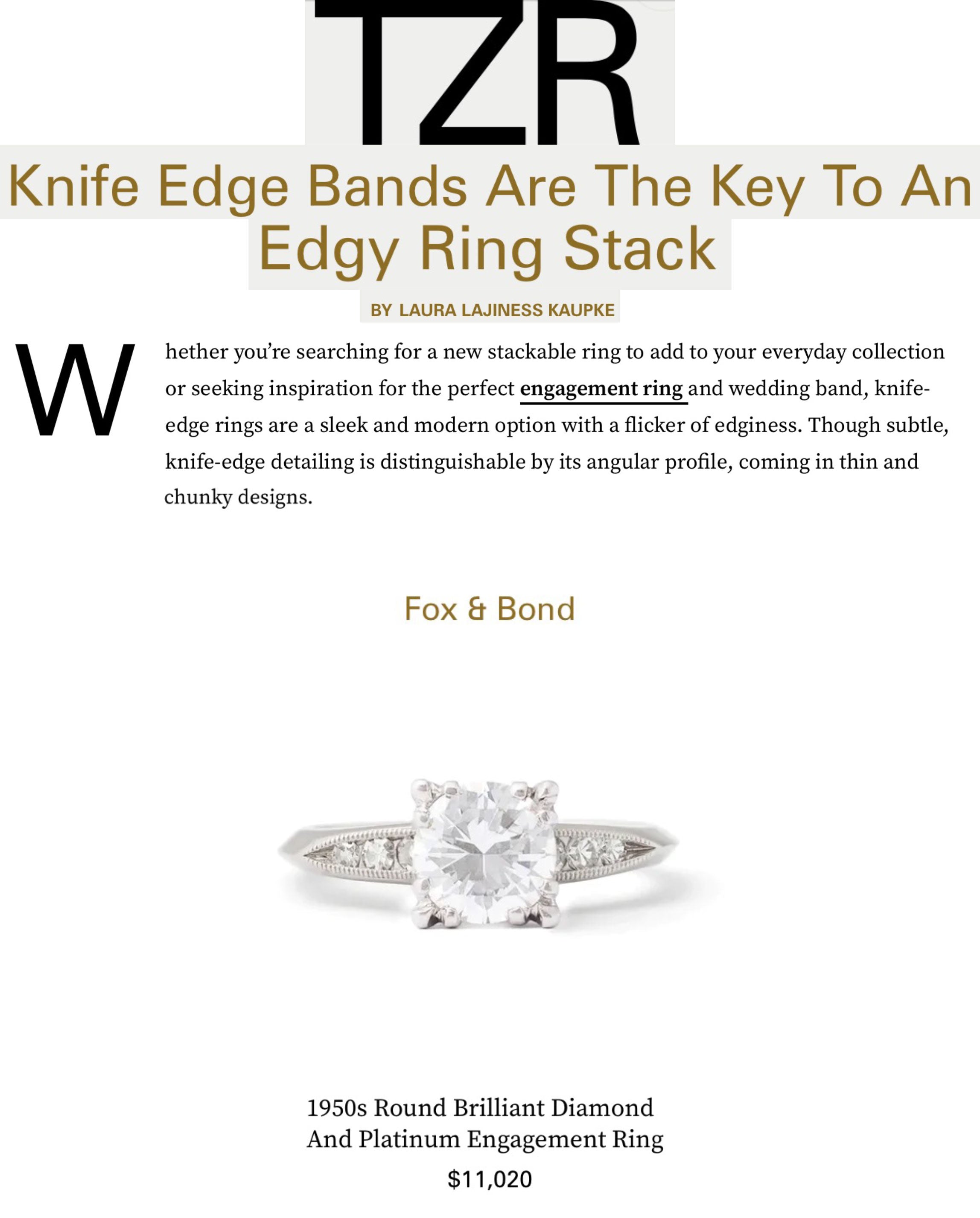 The Zoe Report: Knife Edge Bands Are The Key To An Edgy Ring Stack