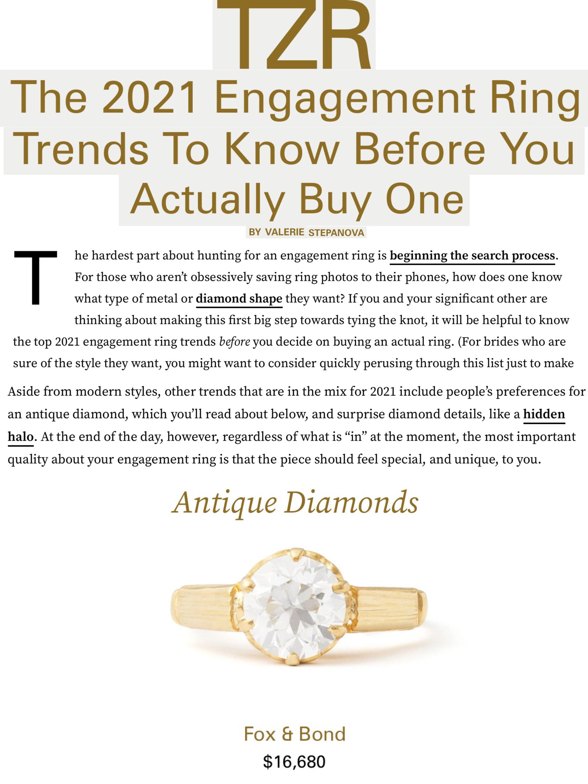 The Zoe Report: The 2021 Engagement Ring Trends To Know Before You Actually Buy One