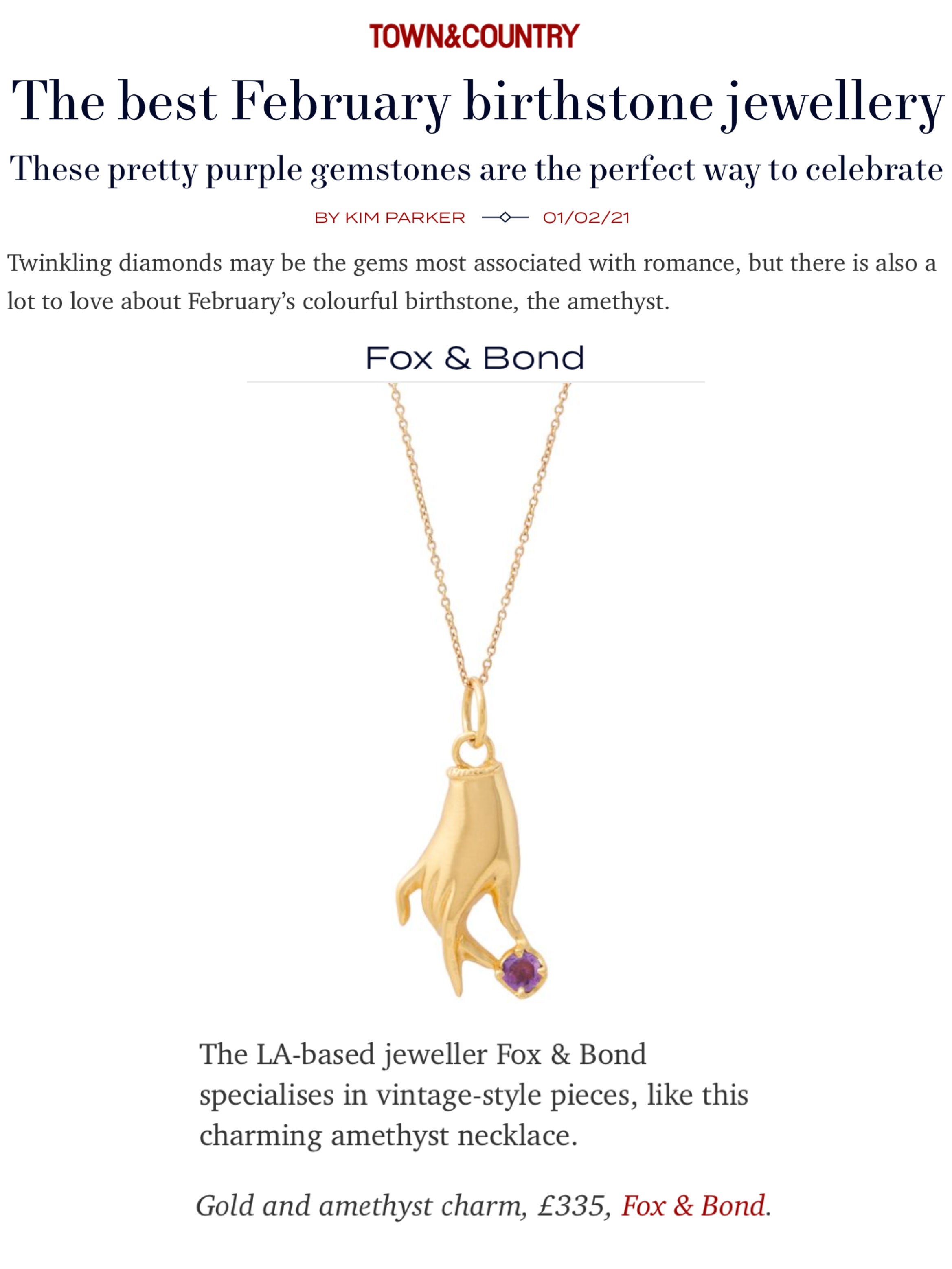 Town & Country UK: The best February birthstone jewellery