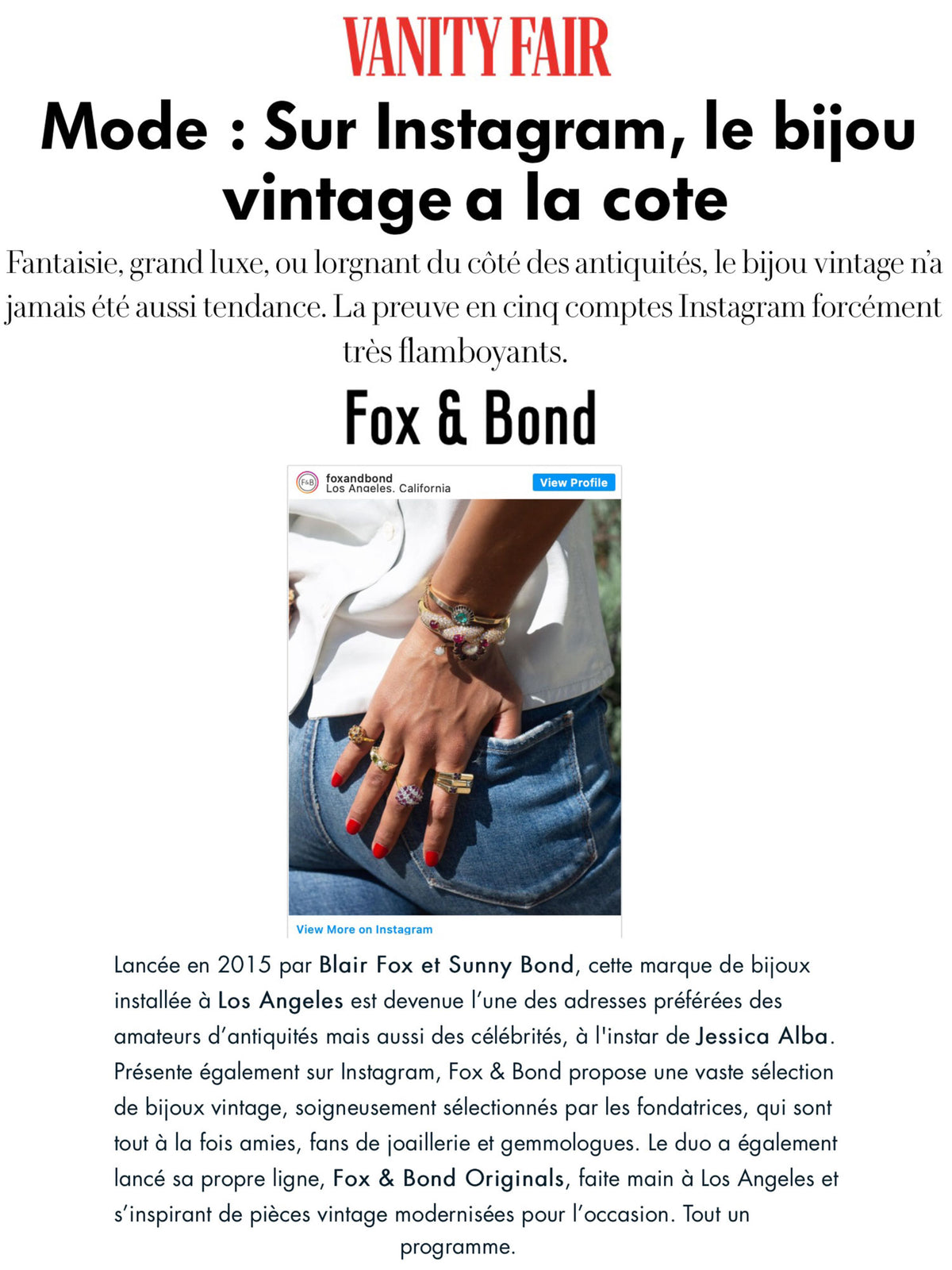 Vanity Fair France: On Instagram, vintage jewelry is popular