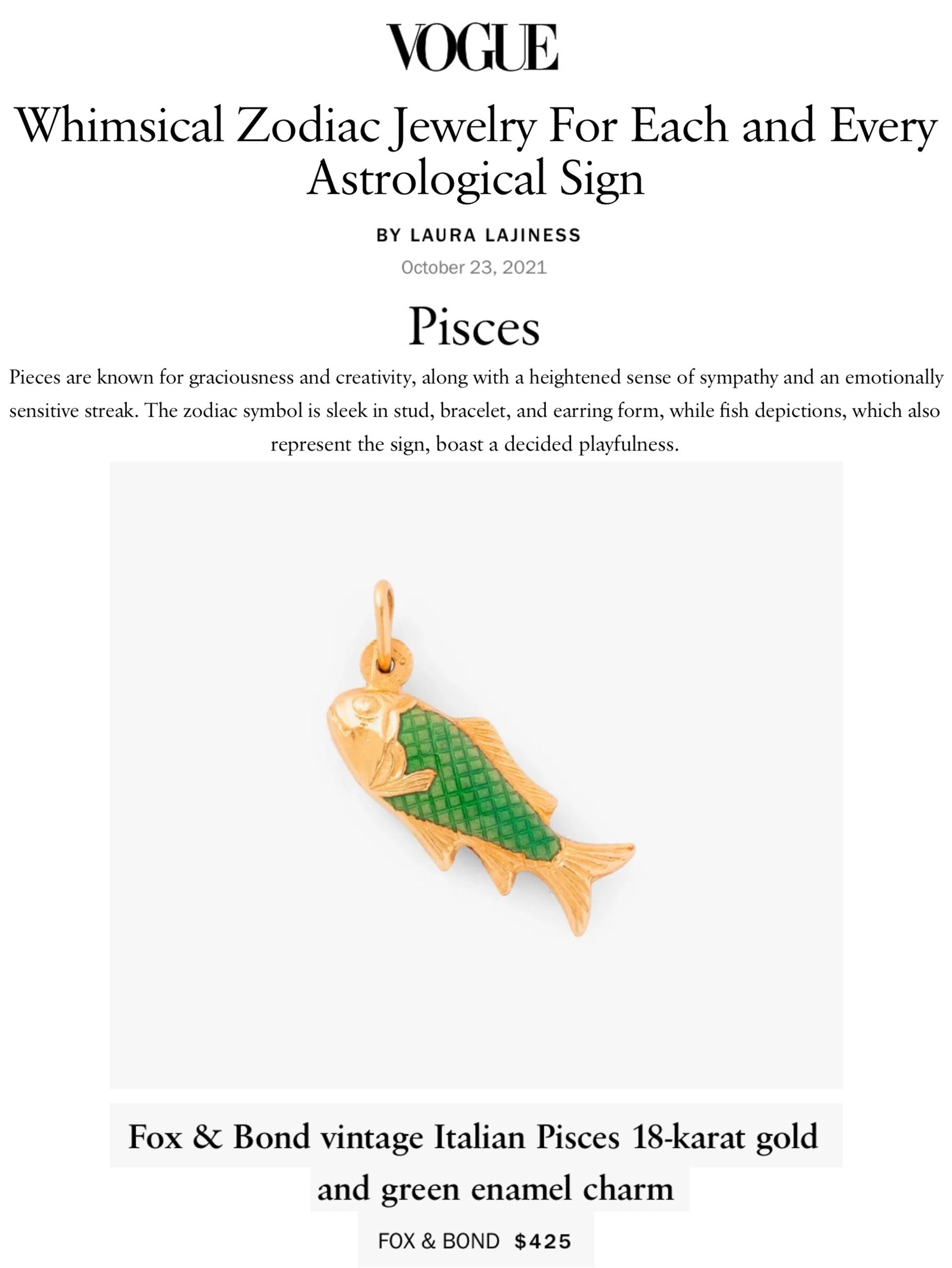 Vogue.com: Whimsical Zodiac Jewelry For Each and Every Astrological Sign