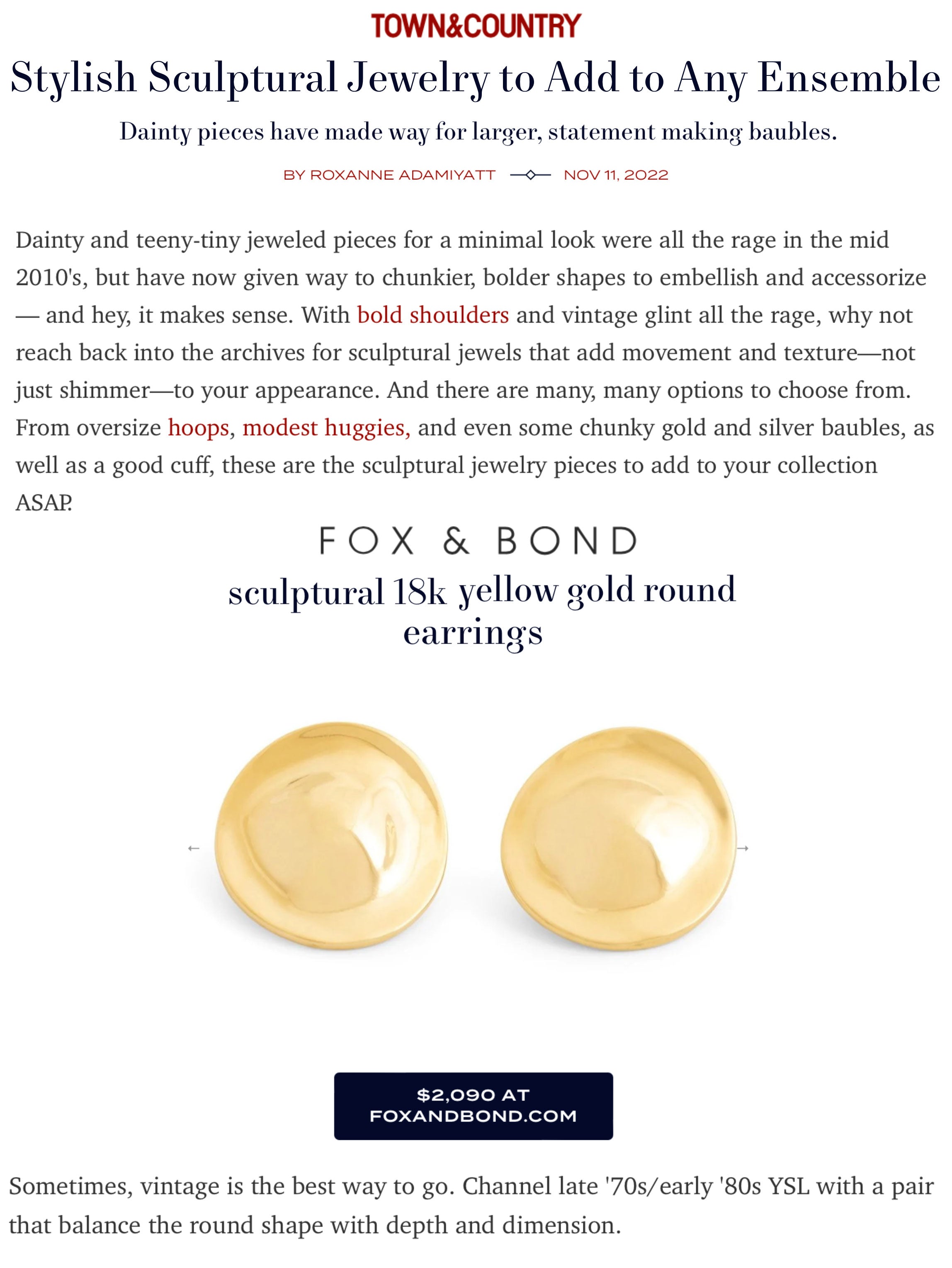 Town & Country: Stylish Sculptural Jewelry to Add to Any Ensemble