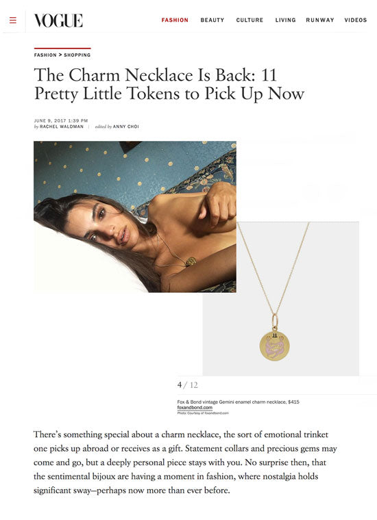 Vogue.com: The Charm Necklace Is Back: 11 Pretty Little Tokens to Pick Up Now