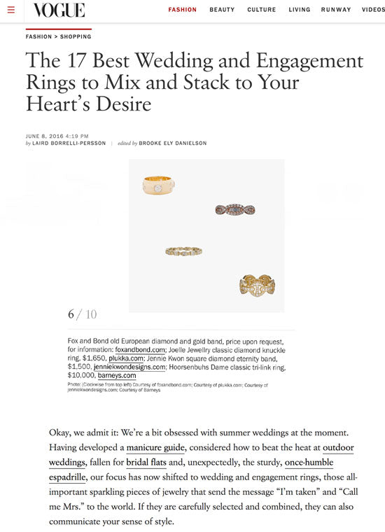 Vogue.com: The 17 Best Wedding and Engagement Rings to Mix and Stack to Your Heart’s Desire