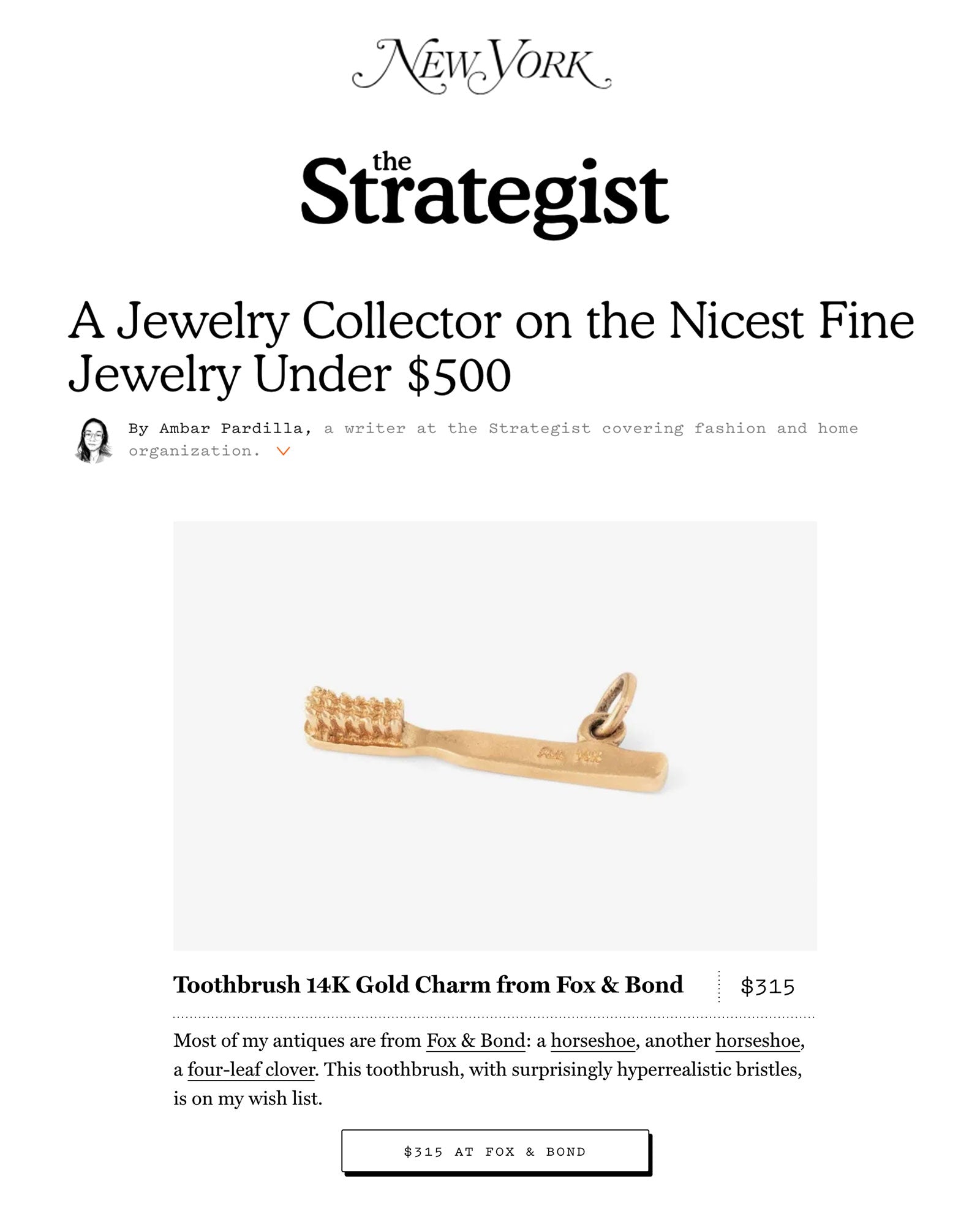 The Strategist: A Jewelry Collector on the Nicest Fine Jewelry Under $500