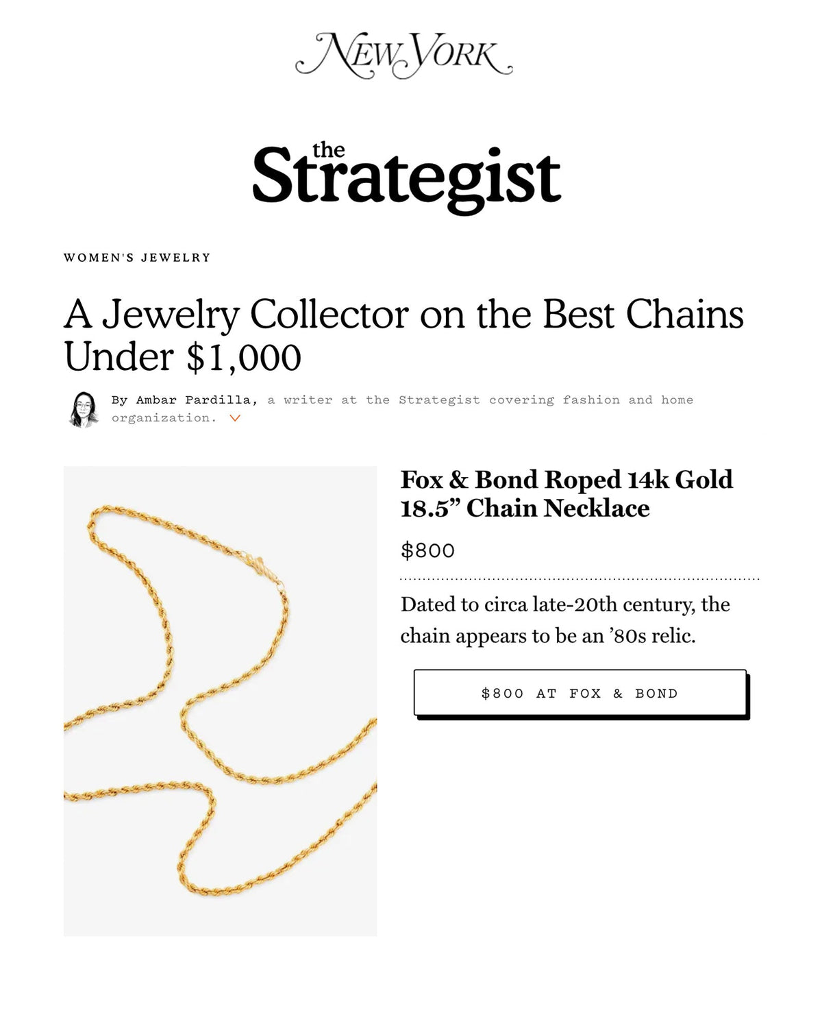 The Strategist: A Jewelry Collector on the Best Chains