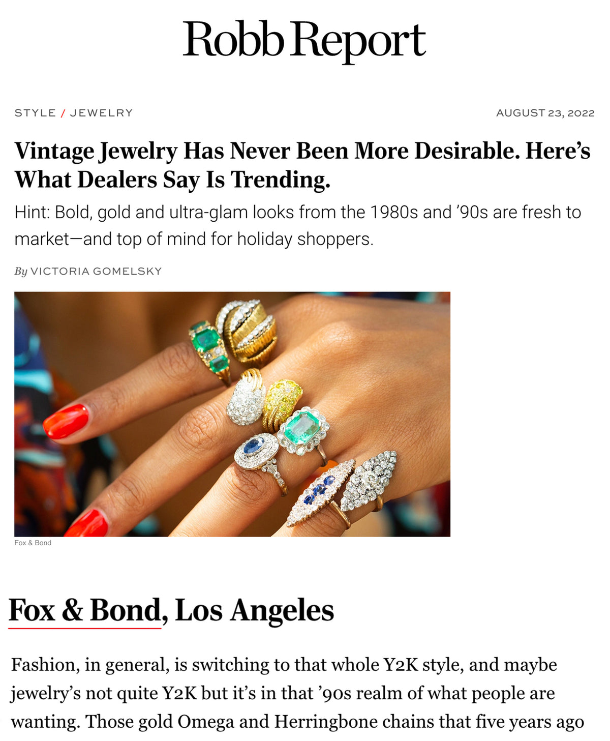 Robb Report: Vintage Jewelry Has Never Been More Desirable