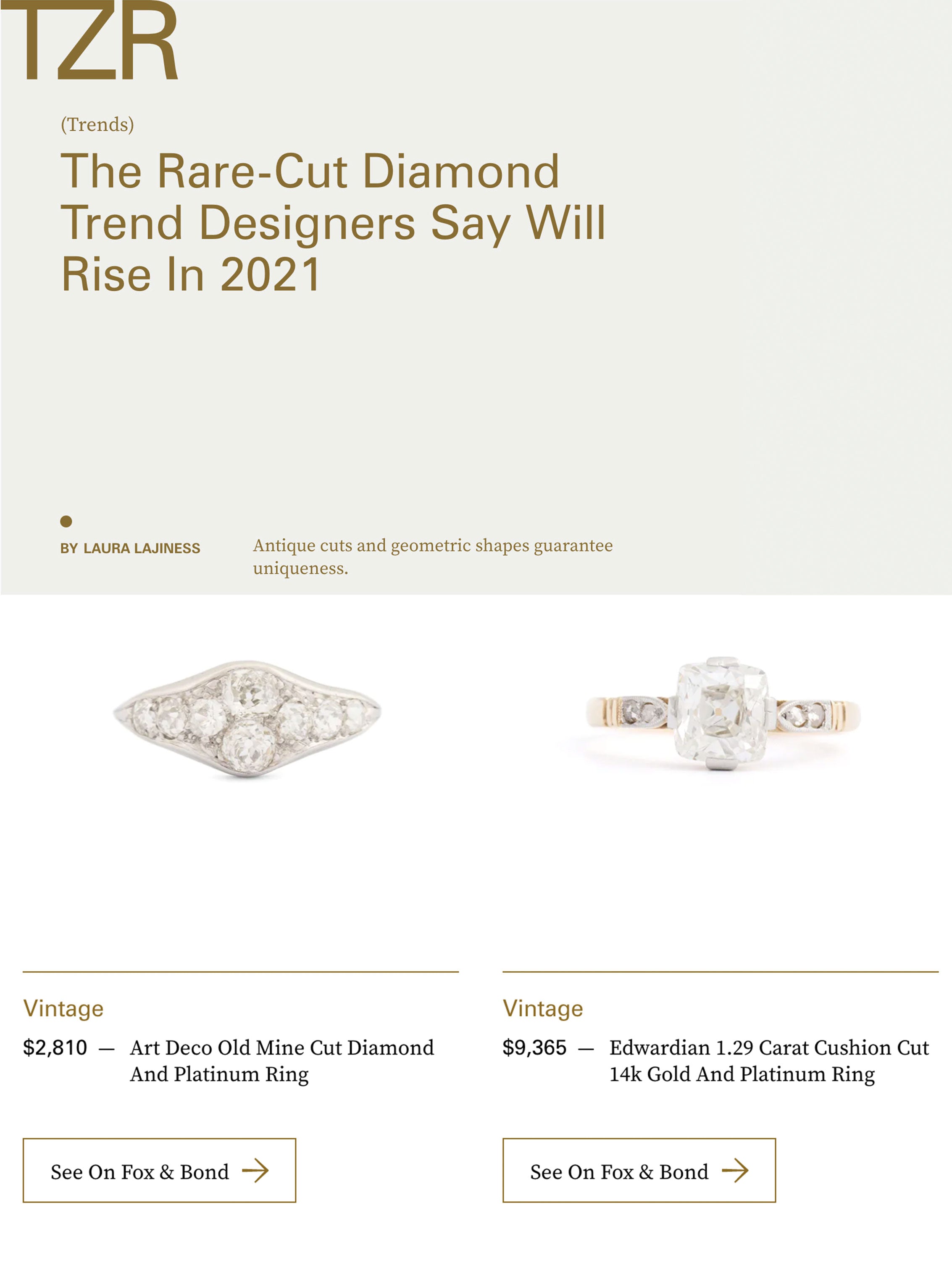 The Zoe Report: The Rare-Cut Diamond Trend Designers Say Will Rise In 2021