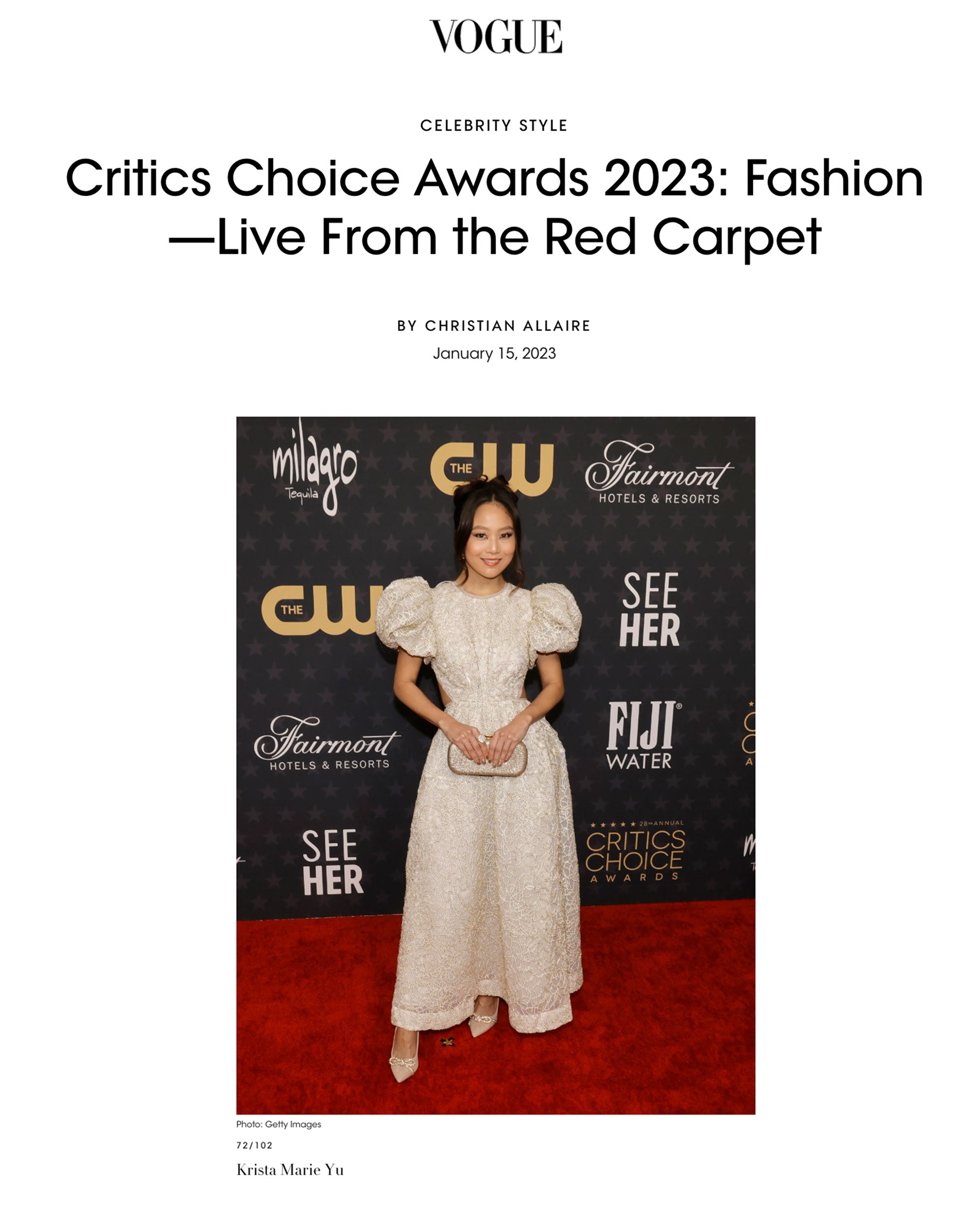 VOGUE: Critics Choice Awards 2023
