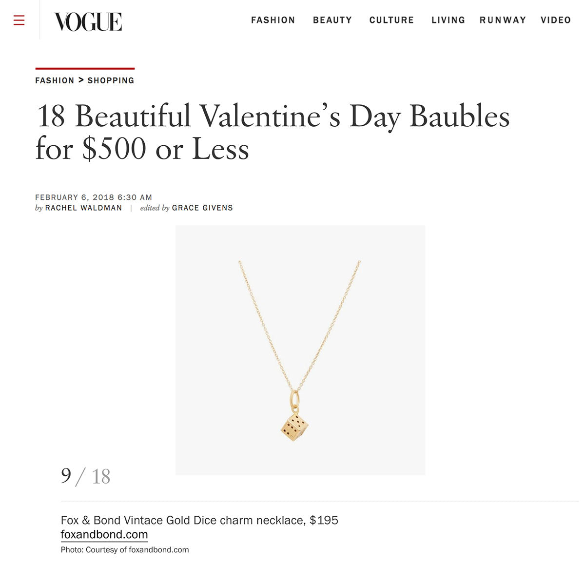 Vogue.com: 18 Beautiful Valentine’s Day Baubles for $500 or Less