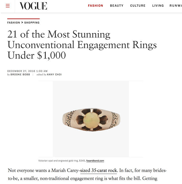 Vogue.com: 21 of the Most Stunning Unconventional Engagement Rings Under $1000