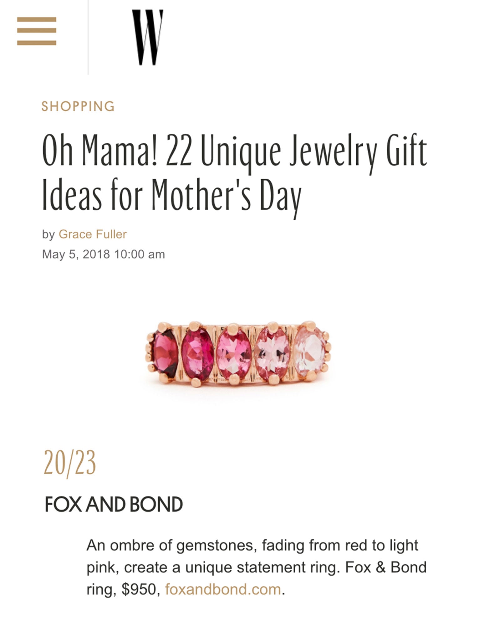 WMagazine.com: 22 Unique Jewelry Gift Ideas for Mother's Day