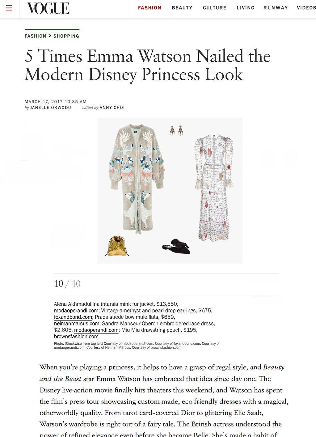 Vogue.com: 5 Times Emma Watson Nailed the Modern Disney Princess Look