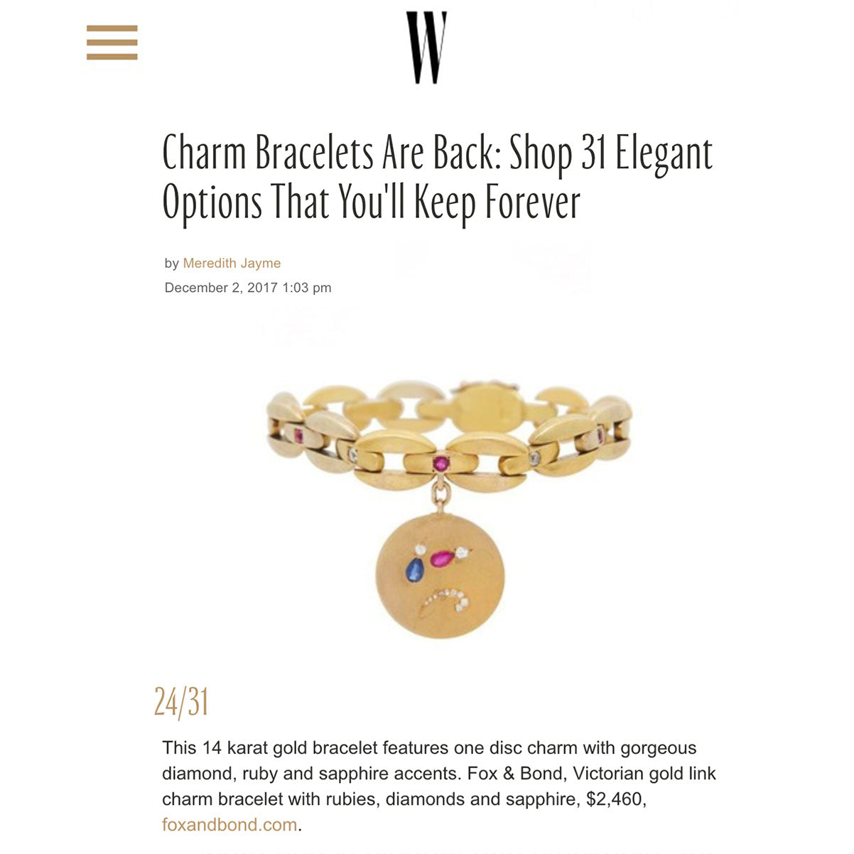 WMagazine.com: Charm Bracelets Are Back: Shop 31 Elegant Options That You'll Keep Forever