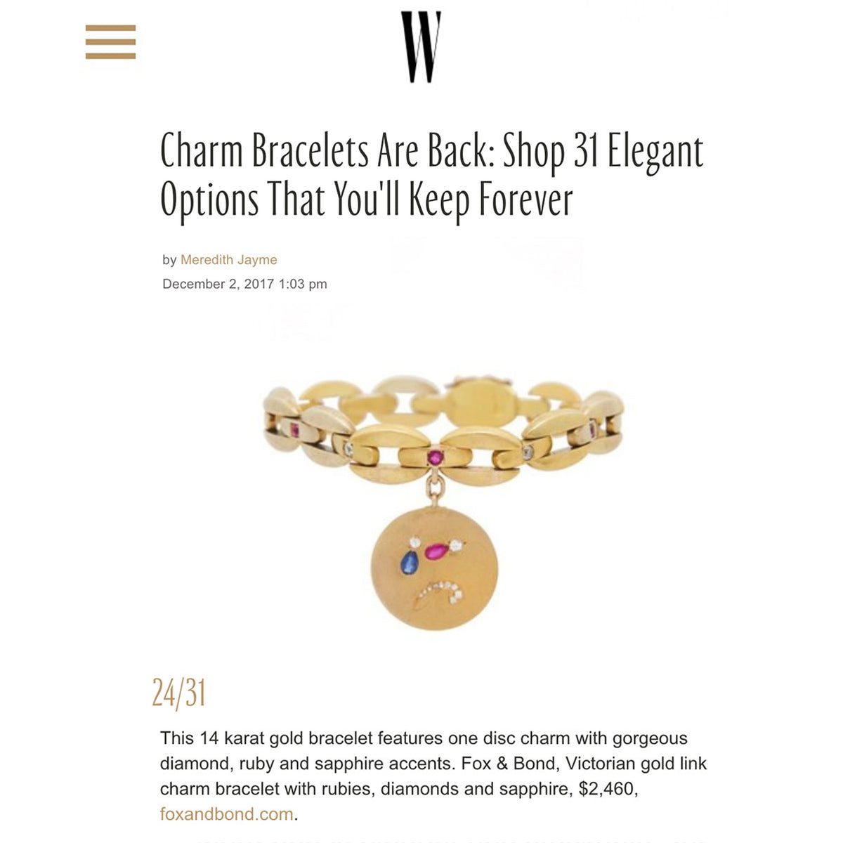 WMagazine.com: Charm Bracelets Are Back: Shop 31 Elegant Options That You'll Keep Forever