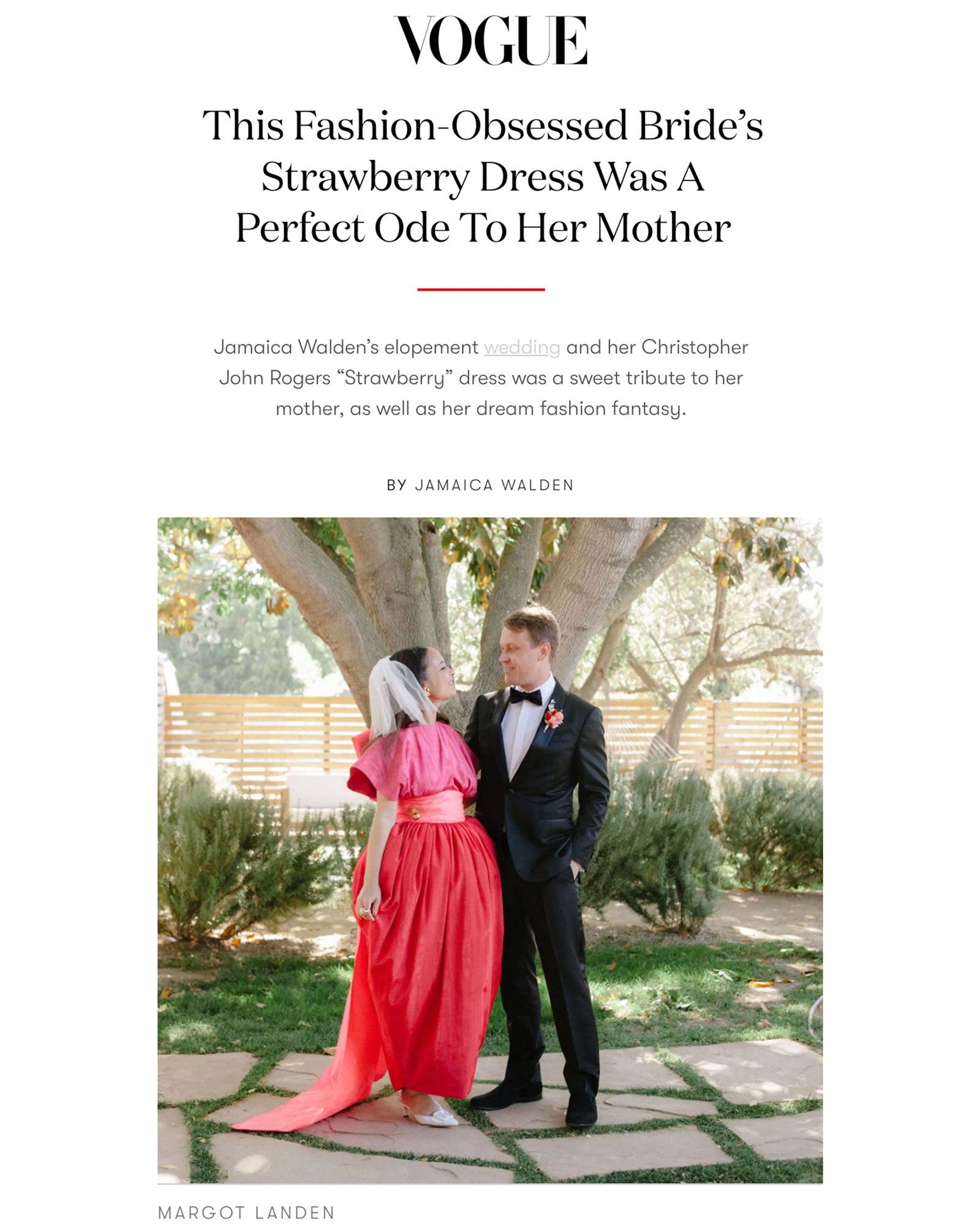 British Vogue: This Fashion-Obsessed Bride’s Strawberry Dress Was A Perfect Ode To Her Mother