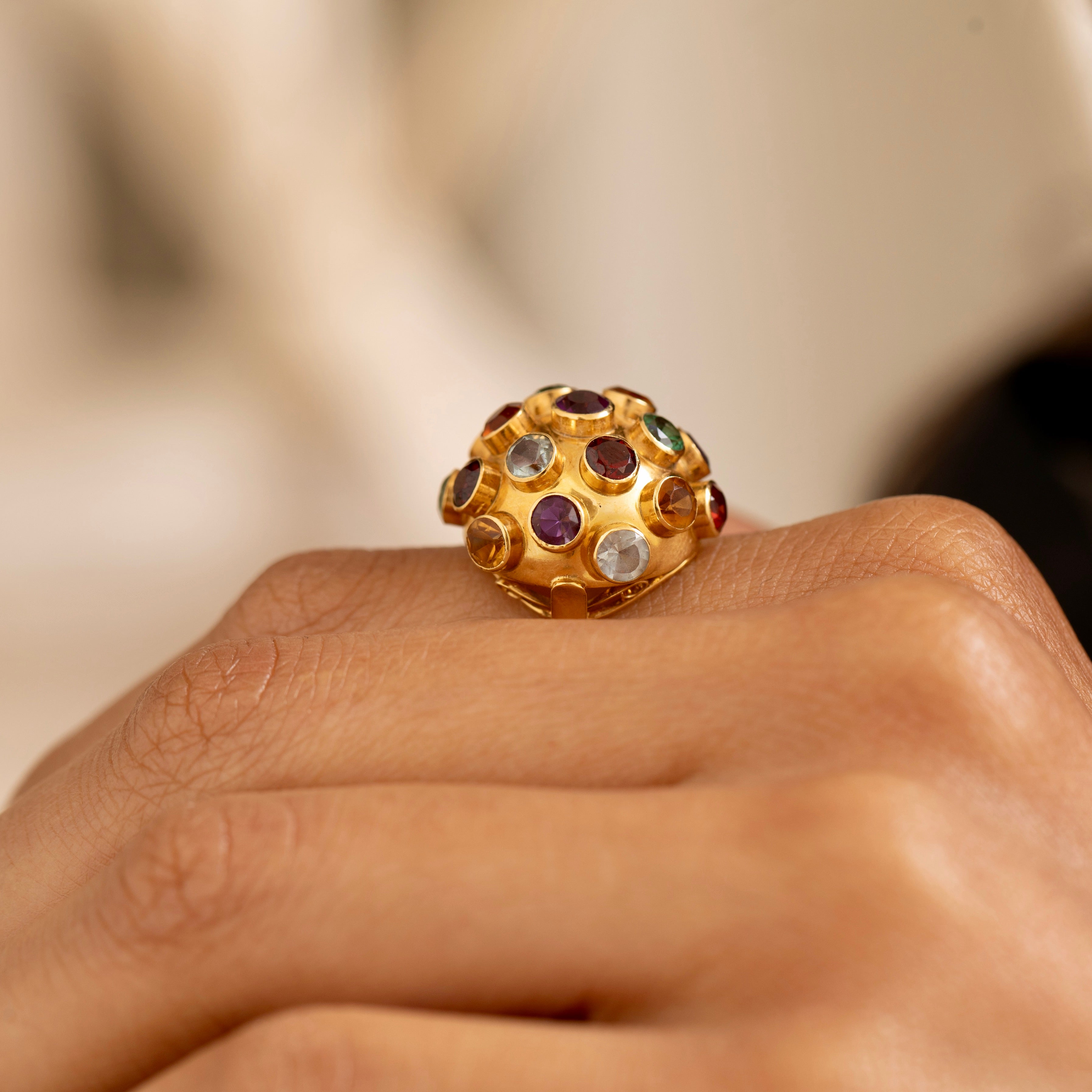 Sputnik Tourmaline and 18K Gold Ring