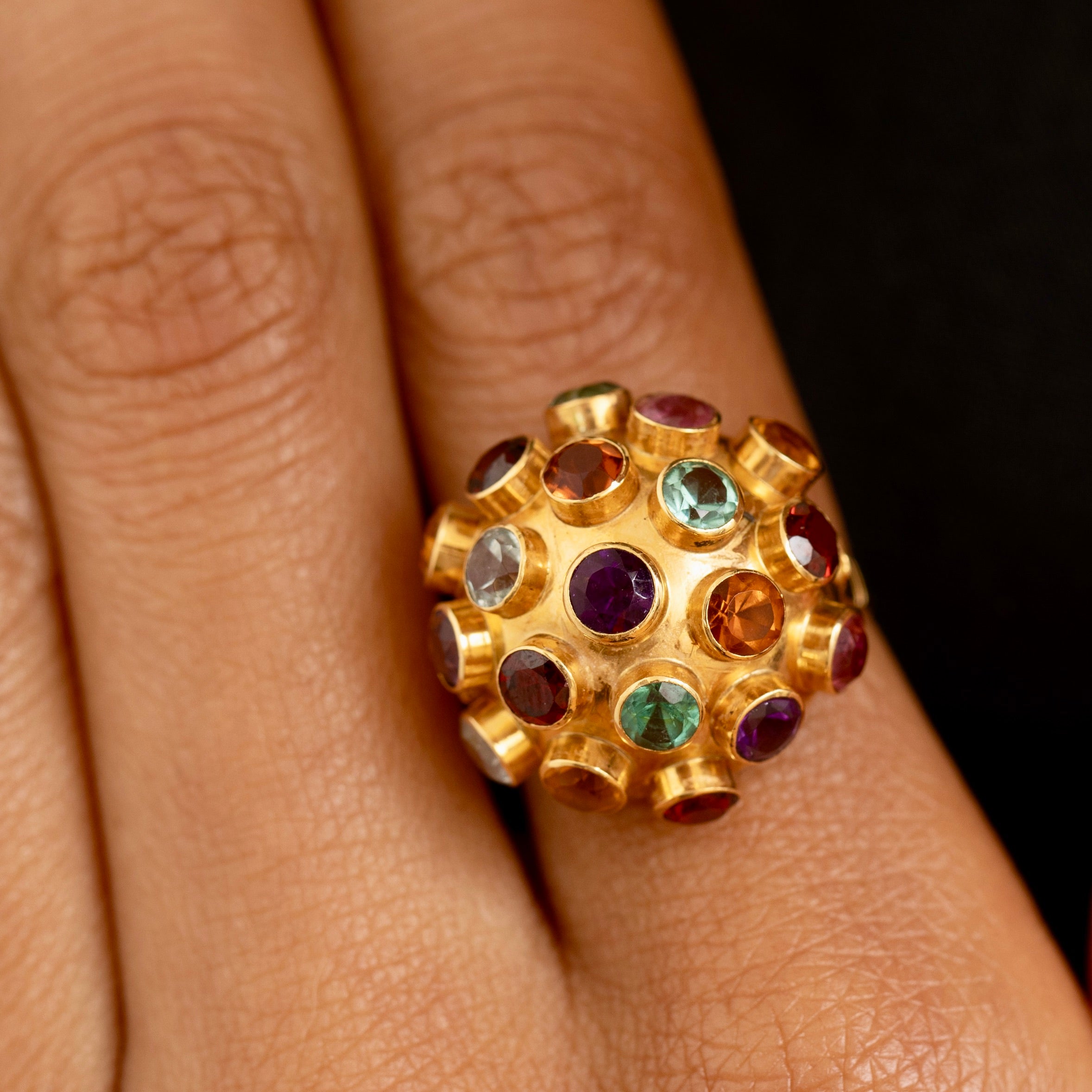 Sputnik Tourmaline and 18K Gold Ring