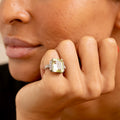 Retro Green Quartz, Diamond, and 18K Gold Cocktail Ring