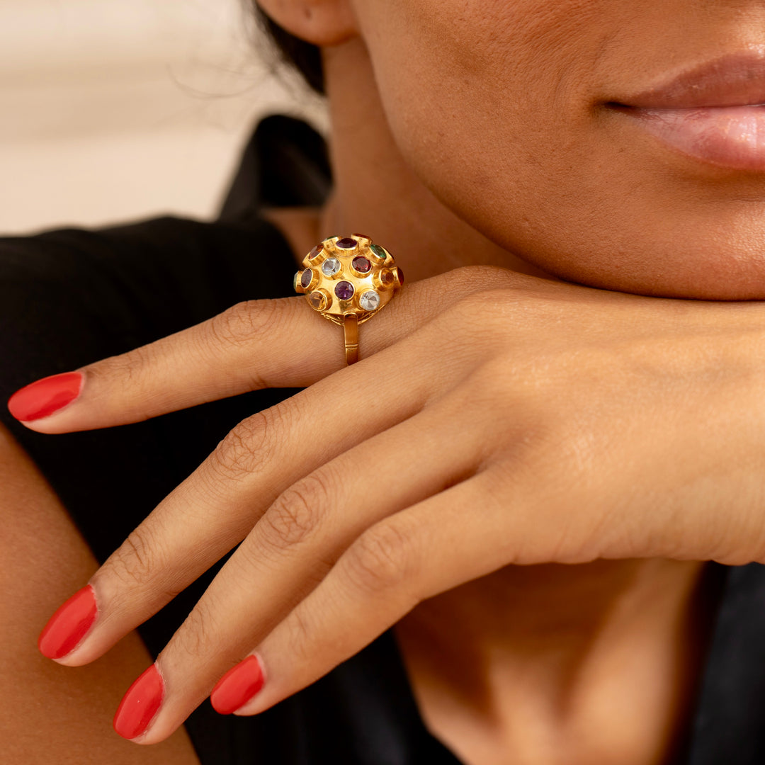 Sputnik Tourmaline and 18K Gold Ring