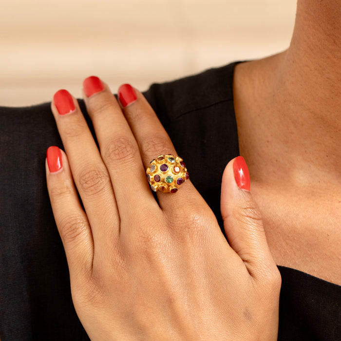 Sputnik Tourmaline and 18K Gold Ring