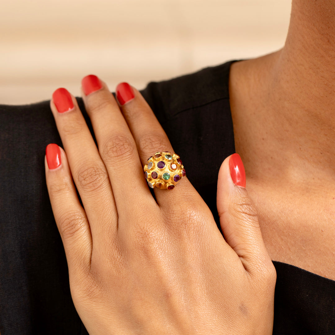 Sputnik Tourmaline and 18K Gold Ring