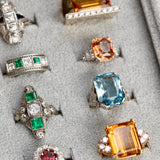 1940s Aquamarine, Diamond, Platinum, And 14K Gold Cocktail Ring