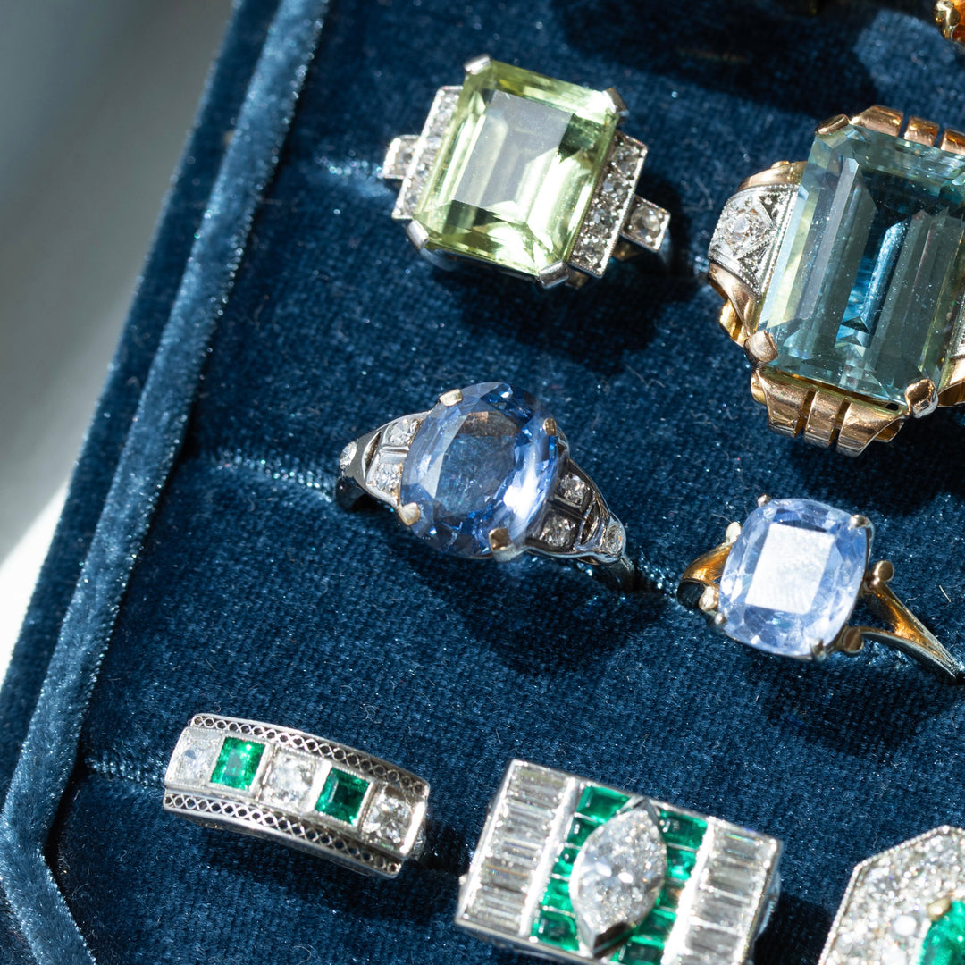 20th Century Sapphire, Diamond, and 14K Gold Ring