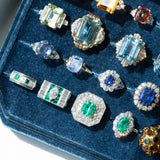 Emerald, Diamond, 18K Gold, and Platinum Octagonal Ring