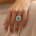 Emerald, Diamond, 18K Gold, and Platinum Octagonal Ring