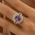 Pink Sapphire, Diamond, and 18K Gold, and Platinum Ring