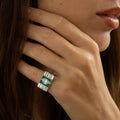 Art Deco Marquise Diamond, Emerald, and Platinum Ring