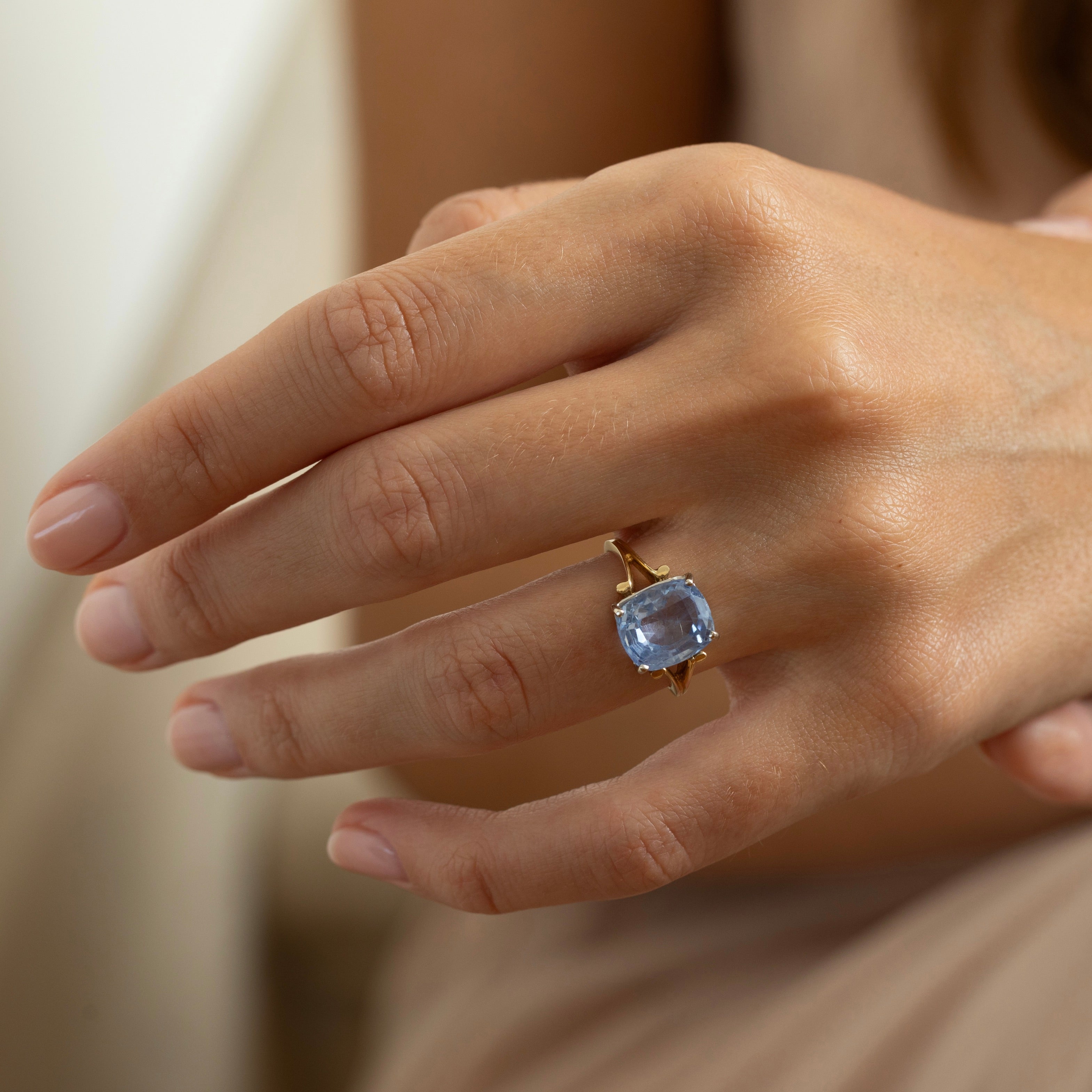 Early 20th Century 14K Gold And Cornflower Blue Sapphire Ring