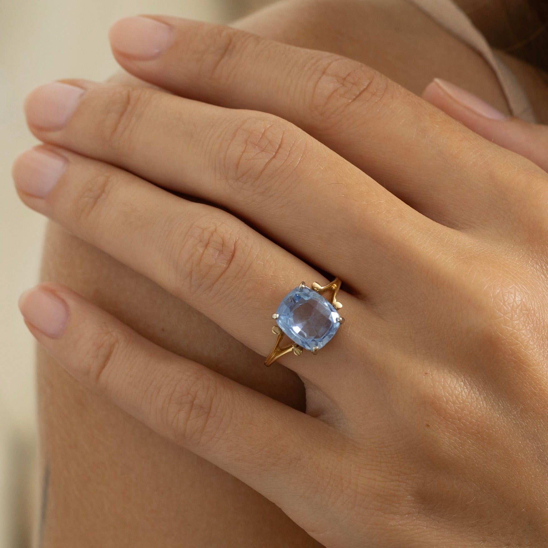 Early 20th Century 14K Gold And Cornflower Blue Sapphire Ring