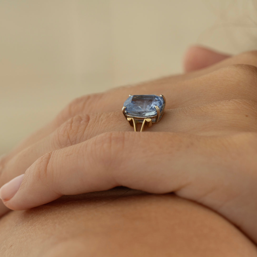 Early 20th Century 14K Gold And Cornflower Blue Sapphire Ring
