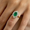 Emerald, Diamond, and 14K Gold Cluster Ring