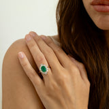 Emerald, Diamond, and 14K Gold Cluster Ring