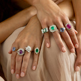 Emerald, Diamond, 18K Gold, and Platinum Octagonal Ring