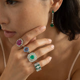 Emerald, Diamond, And 14K White Gold Dangle Earrings