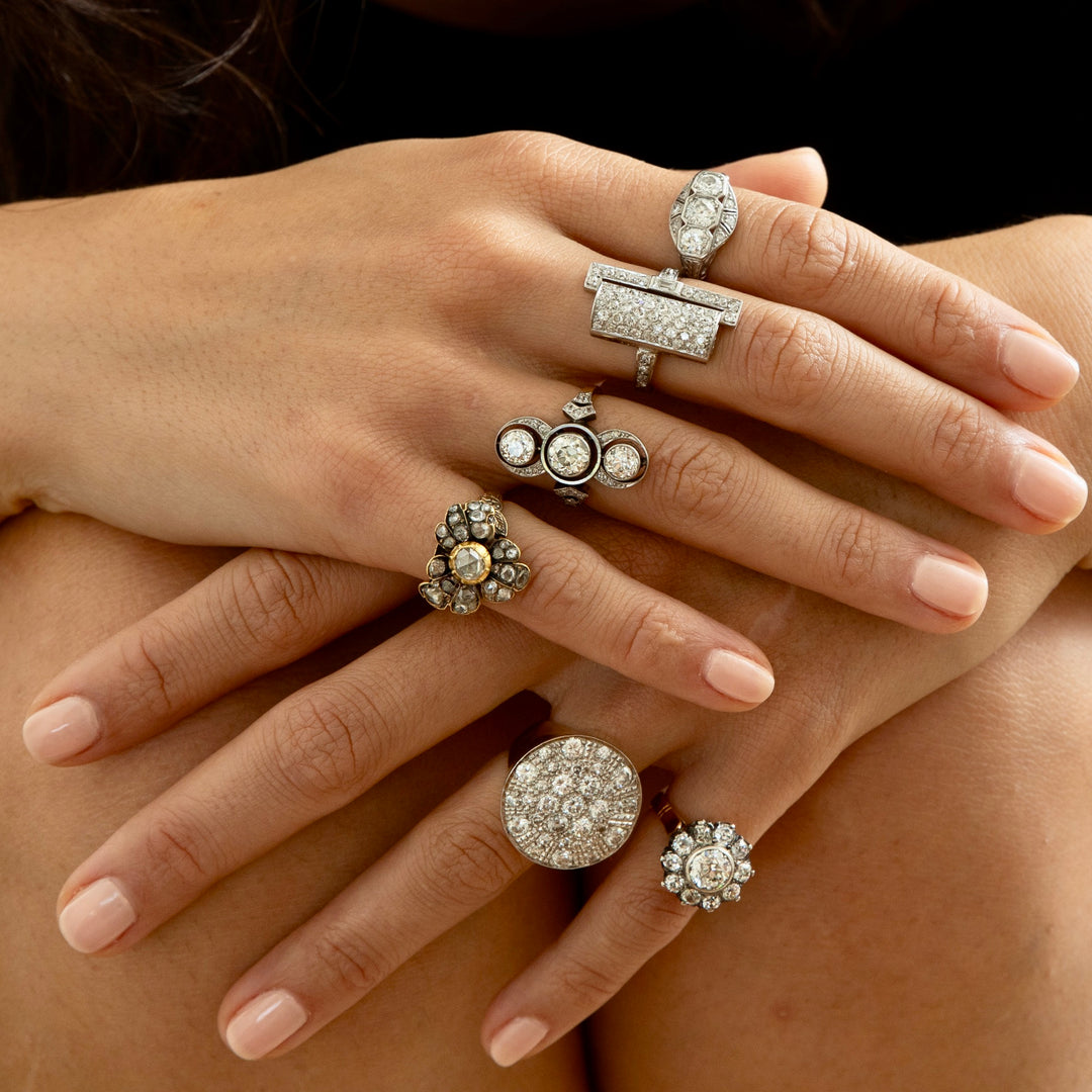 Transitional Three-Stone Platinum And Diamond Ring