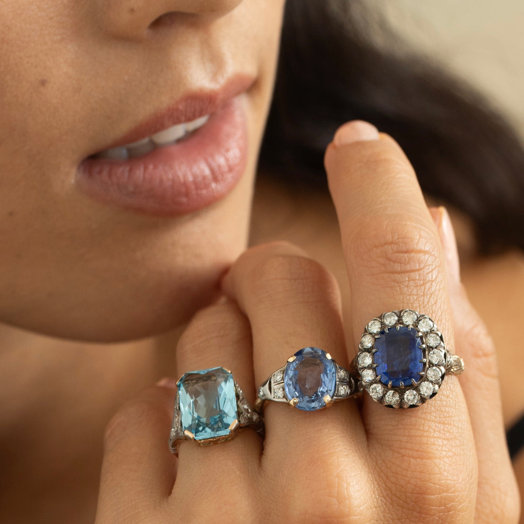 20th Century Sapphire, Diamond, and 14K Gold Ring