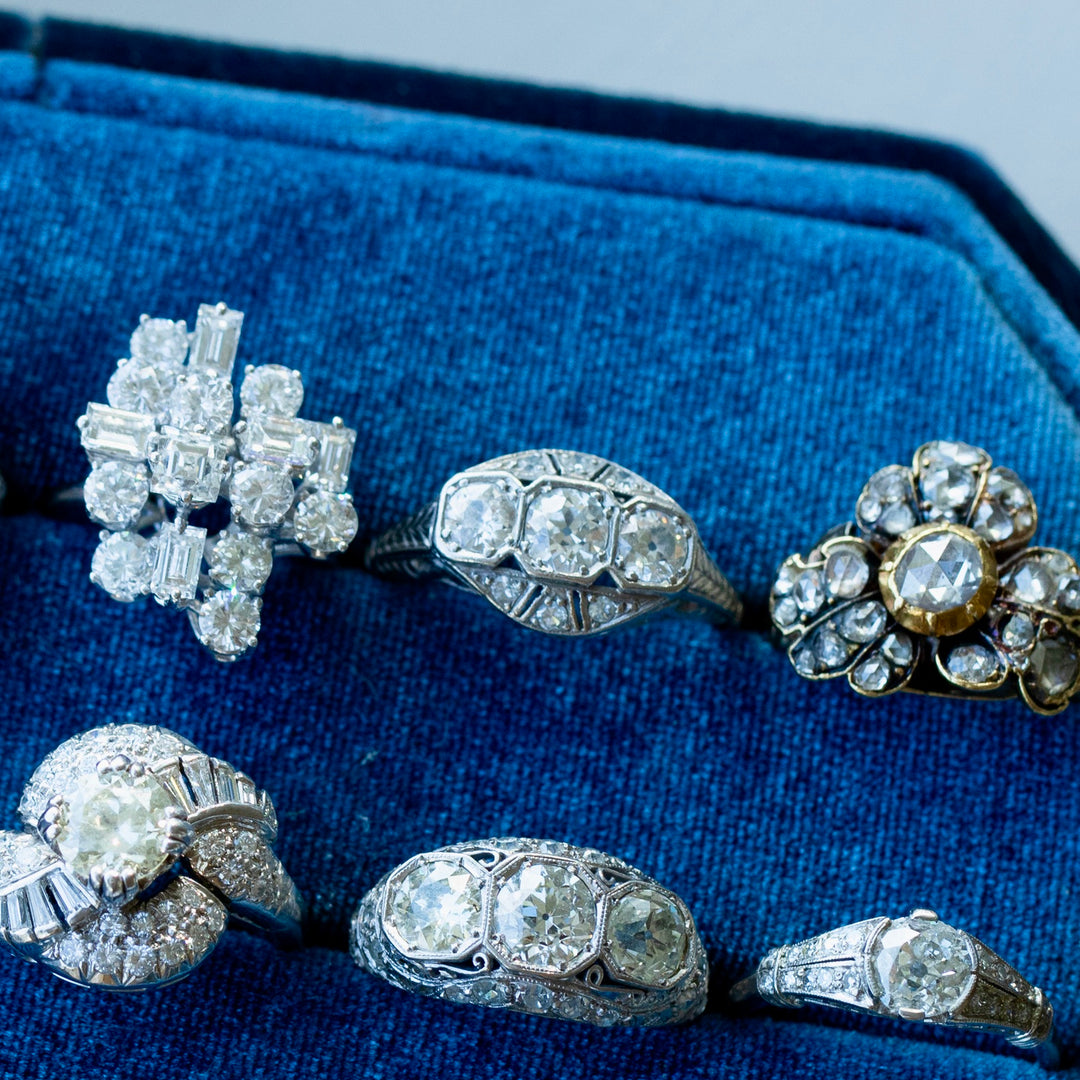 Transitional Three-Stone Platinum And Diamond Ring