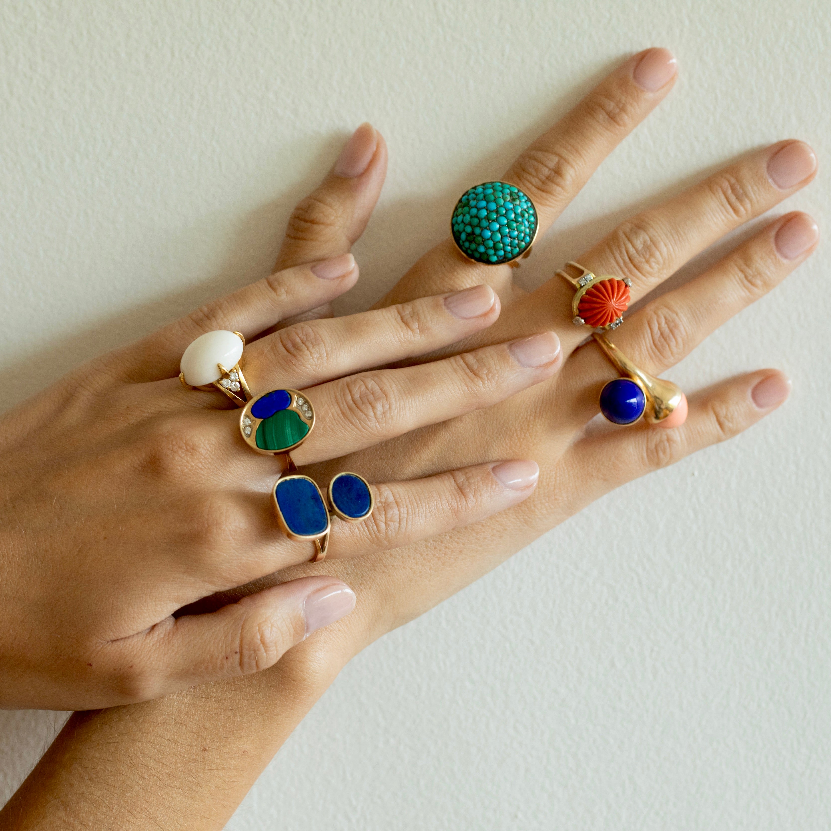 Malachite, Lapis, Diamond, And 14k Yellow Gold Diamond