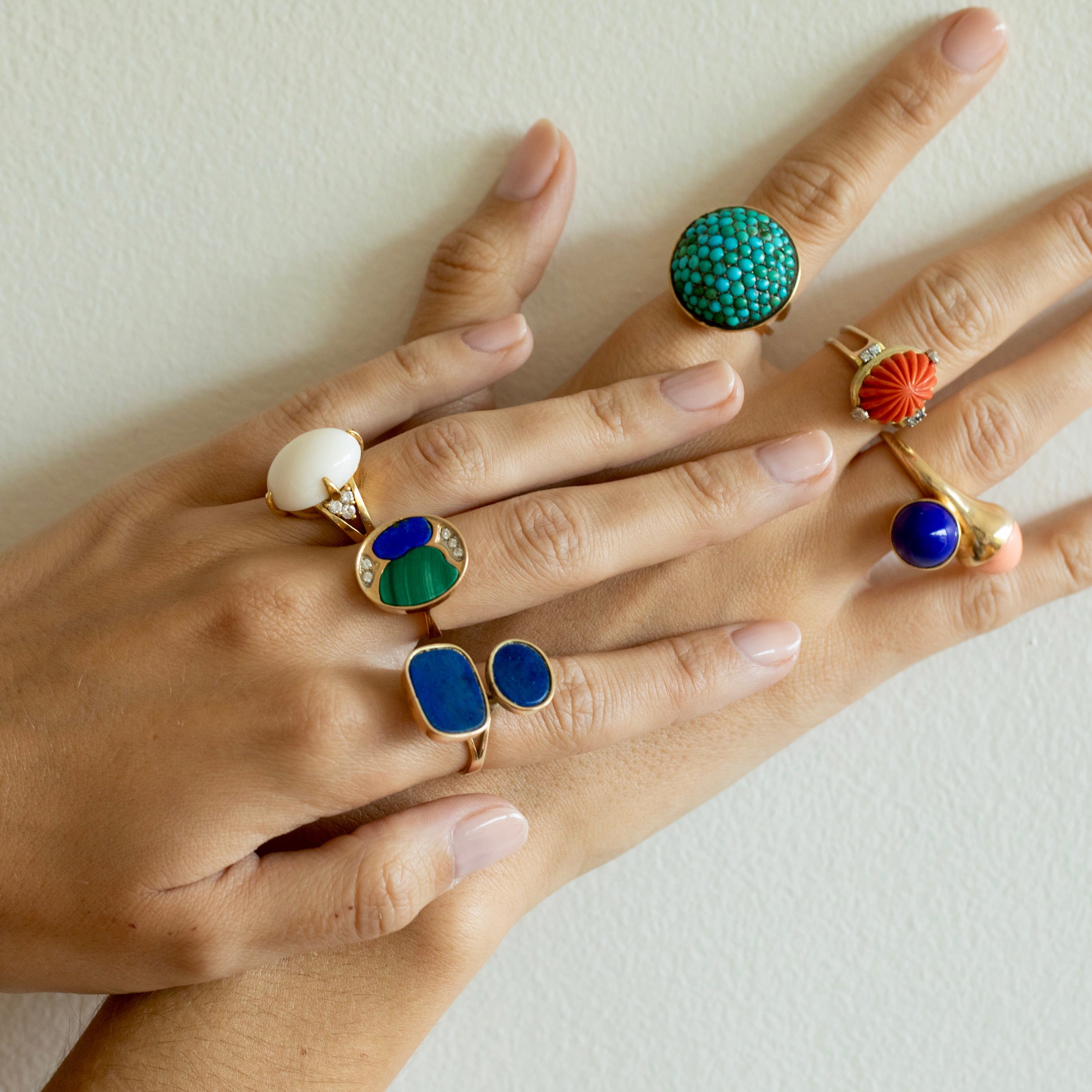 Double Lapis Lazuli and 14K Gold Ring